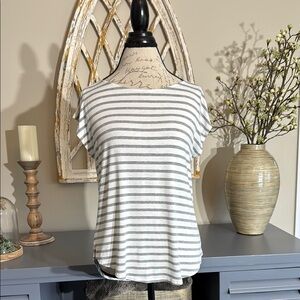 Green Envelope Gray and White Fitted Cap Sleeve T-Shirt